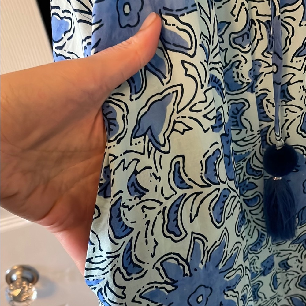 Tribal Blue and White  Maxi Sundress Large new with tags - Picture 8 of 11